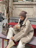 Getadme Winter Lamb Wool Plush Coat For Women Thicken Warm Long Sleeve Turtleneck Jackets Autumn Fashion Streetwear Ladies Overcoat
