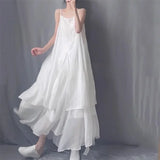 GETADME 2025 Cotton Linen Women's Summer New Dress Artistic Range Medium Long Dress Sleeveless Tank Irregular Large Flounce