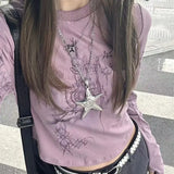 Getadme-Y2k Harajuku Graphic T Shirts Women American Retro Grunge Streetwear Kpop Print Long Sleeve Slim Tees Tops 2000s Spring