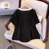 Plus size women's summer casual chiffon sweater frilly collar lace-up decorative cardigan comfortable breathable commuter blouse