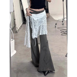 GETADME Y2K Irregular Mini Skirts Women Harajuku Aesthetic White Lace Tulle Bandage Skirt Japanese Vintage Hollow Out Faldas New