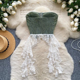 GETADME 섹시 스플라이스 레이스 시크 크롭 탑 한국 탱크 탑 여성 여성 코르셋 뷔스티에 여성 의류