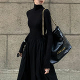 GETADME Chic Hepburn Style Women's Dress Knee-Length Base Layer Inner Wear Long Skirt Spring Fashion Korean Version Slimming Dress