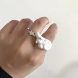 GETADME Subculture Cute Angel Wing Ring INS Star Opening Adjustable Rings Unisex Punk Gothic Jewelry Accessories Gift