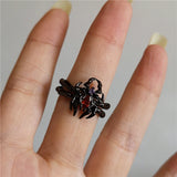 GETADME Vintage Goth Thorny Rose Couple Rings For Men Women Charm Irregularity Opening Stainless Steel Punk Finger Ring Jewelry Y2k Gift