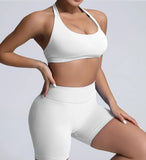 Getadme Sports Bra Women Seamless Halter Neck Strap Yoga Bra Sexy Open Back Yoga Top Bra Gym Crop Top Women Clothing