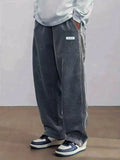 GETADME Men's corduroy loose European size hanging multi-functional casual straight leg pants, suitable for daily travel