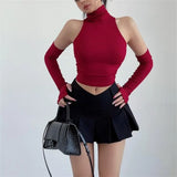 Getadme-New Spicy Girls Y2k Tops Oversleeve Sexy Turtleneck Tank Top for Women's Slim Fit Short tshirt Skinny Streetwear Crop Top