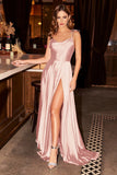 GETADME Elegant Dusty Blue Long Prom Dresses For Women 2025 Sexy Side Slit Satin Evening Party Cocktail Gowns Maxi Vestidos De Gala