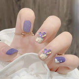 GETADME 24개 탈착식 숏 프레스 온 네일 Y2K 라인스톤 거짓 네일 (글루 포함) 발레 스위트 쿨 걸스 인조 거짓 네일 팁