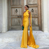 Getadme Sexy Satin Ribbon Party Dress Women Elegant Halter Backless Off Shoulder Sleeveless Female Dresses 2025 Summer Solid Robe Gown