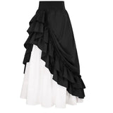 GETADME Retro Medieval Skirts Women Vintage Renaissance Victorian Ruffled Hem A-Line Skirts Cosplay Costumes High Waist Maxi Skirt