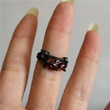 GETADME Vintage Goth Thorny Rose Couple Rings For Men Women Charm Irregularity Opening Stainless Steel Punk Finger Ring Jewelry Y2k Gift