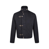 GETADME Mens Jacket Harajuku American Vintage Streetwear Buckle Short Workwear Coat Stand Collar Loose Fit Unisex Spring Autumn Clothes