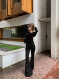 GETADME Vintage Black Gothic Baggy Jeans Women 2025 Spring Harajuku Oversize Y2k Denim Cargo Pants 2000s Trashy Rise Low Trousers
