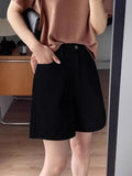 GETADME Denim Shorts Female Jeans White Straight Leg Casual Wide Leg High Waist Summer New Slim Fit Versatile