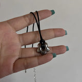 GETADME New Korean Fashion Hollow Titanium Steel Star Pentagram Pendant Necklace for Women Men Black Rope Chain Choker Y2k Party Jewelry