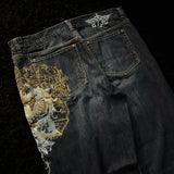 GETADME American New Fashion Blue Washed Loose Tooling Jeans Women Y2K Gothic Hip Hop Popular Casual Joker Wide Leg Straight Pants