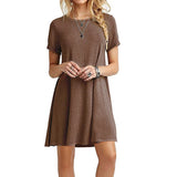 GETADME Women Casual Short Sleeve T Shirt Dress Vintage O Neck Print Loose Mini Dress Elegant Simple Mini Dress Streetwear Sundress