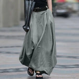 Vintage Summer Skirts Women High Waist A-Line Ankle-Length Skirt Female Beach Loose Long Maxi Skirts Large Hem Lady Boho Skirts