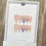 GETADME 10pcs French Almond Press on Nails Flower False Nails Wearable Stick-on Nails Fake Nail Uñas Postizas Mujer Накладные Ногти 네일팁