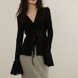 GETADME Y2K Long Sleeved Shirt Sunscreen Clothing Cardigan Female Summer Loose Fitting Mesh Yarn Sexy Thin Frenulum Pure Desire Hottie