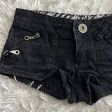 GETADME Hip hop fashion street clothing graphic printing style women black shorts ins y2k goth slim denim shorts