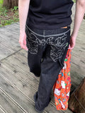 GETADME Y2k Embroidered Black Wide Leg Jeans Women American Retro Casual Loose Denim Pants Streetwear 2025 New High Waist Baggy Trousers