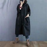 GETADME Oversized Spring And Autumn Trench Coat Women's New Korean Loose Versatile Hooded Windbreaker Women's Long Coat Big Pocket Jacke