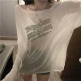 GETADME Loose T-shirts for Women Letter Pattern Simple Design Korean Style Summer Clothing Thin All-match Young Students Tops New Trendy