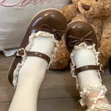 GETADME Women's Fashion Single Shoes Spring New Round Head Shallow Mouth Butterfly Knot Metal Buckle Soft Sole Non-slip Flat Shoes