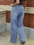 GETADME 2025 Summer Women Jeans with Pockets Trendy Vintage Daily Wear Pants Party Tassel Full Length OL 90s High Quality Retro Blue