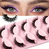 GETADME 5 Pairs Cat Eye False Eyelashes - Hypoallergenic, Natural Long Manga Lashes With Winged Ends For Extended Eye Look