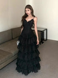 GETADME French Sweet Elegant Women Dresses Vintage Design Irregular Strap Evening Dress Fashion Female Puffy Korean Popular Long Dresses
