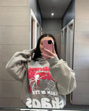 GETADME Women Y2K Hoodies Harajuku Letter Print Loose Sweatshirt Trousers Hip Hop Punk Long Sleeve Pocket Men Sweatpant Streetwear Tops