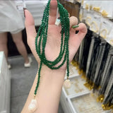 GETADME 새로운 프랑스 스타일 니치 바로크 진주 그린 사암 목걸이 인스 롱넥 쥬얼리 도매 여성 선물용