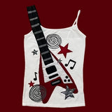 GETADME Y2k Subculture Punk Rock Camisole Retro Guitar Print Halter Vest Ladies Hip Hop Hottie Slim Tops Street Fashion Chic Clothing