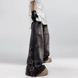 Getadme-American Style Oversized Pocket Retro Baggy Jeans Men Y2k Hip Hop Punk Wide Leg Straight Overalls Black Denim Pants Streetwear