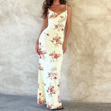 GETADME Sexy Y2K Clothes Floral Print Sleeveless Backless Bodycon Maxi Dresses for Women 2025 Club Birthday Party Elegant Outfit