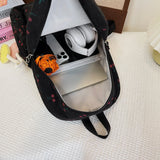 GETADME Corduroy Backpack Cherry Pattern Women Travel Daypack Adjustable Strap Laptop Backpack Zipper for Work Shopping School