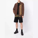 GETADME American fashion flying dog print straight leg denim shorts for men high street casual fashion wide leg five quarter pants
