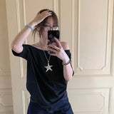 GETADME T-shirts Women Solid Simple Summer Casual Cleanfit Short Sleeve All-match Young Girls Streetwear Y2k Top Aesthetic Clothes Ins