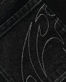 GETADME 90s Retro Street Embroidery Jeans Male  R&B Solid Color Loose Straight Pants Female Y2K Harajuku Hip Hop  Punk Style  Men Jeans