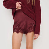 GETADME Women Y2k Slik Lace Trim Shorts Stain Pajama Micro Mini Slip Boxer Shorts Low Rise Lounge Pj Bottoms Pettipants Streetwear