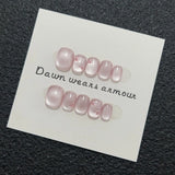 GETADME 10Pcs Pure Color Handmade Short False Nail with Glue Press On Nails Full Cover French Round Head Manicure Wearable Nail Tips Art