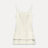 GETADME 우아한 슬립 여성 미니 드레스 우아한 스퀘어 칼라 백리스 슬리브리스 플리츠 파티 드레스 여성 여름 신상 레이디스 베스디소