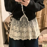 GETADME Y2K Mini Skirts Women Harajuku Aesthetic White Tulle Bandage Skirt Japanese Vintage Lolita Lace Trim Miniskirt Matching Pants