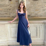 GETADME Summer Casual Midi Holiday Dress Elegant Black Drawstring Lace Up Dress Party Sexy Orange Split Women Dress 2025 New Arrivals