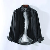GETADME Men's Casual Denim Shirt Fashion New Simple Casual Cotton Slim Jean Long Sleeve Shirt Male Brand Clothes Top Blue