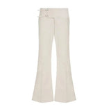 GETADME Vintage Y2K Korean Streetwear Pants Woman Low Rise Straight Loose Beige Trousers Button Up Basic 2000S Women Casual Pants